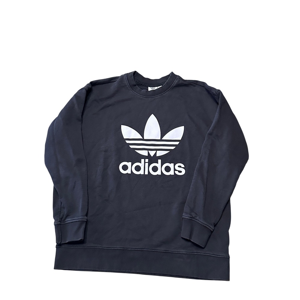 Adidas Originals Trefoil Sweatshirt Black White Logo Pullover Womens Medium